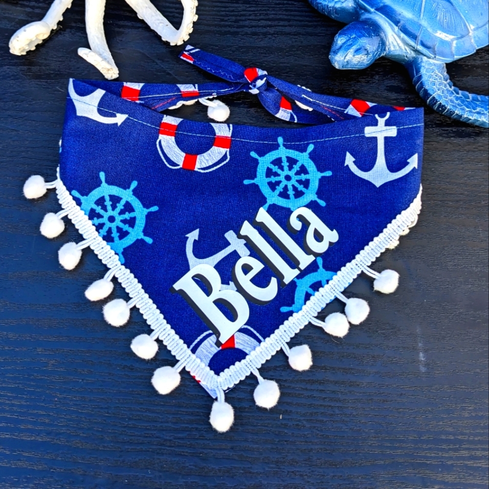 NEW Boat ride Dog Bandanas customizable with your dog's name!